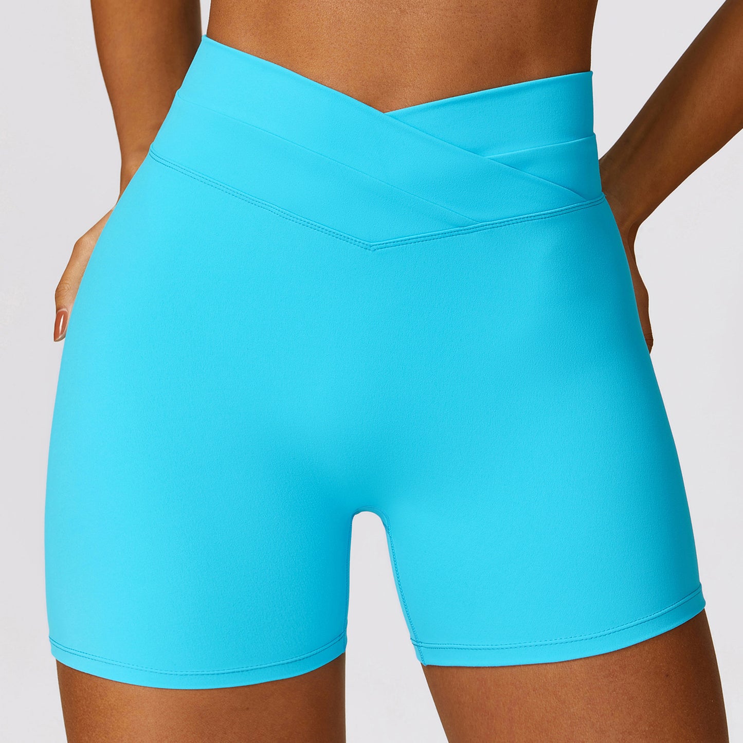 Skinny Hip Raise Yoga Shorts Brushed Cross High-waisted Trousers