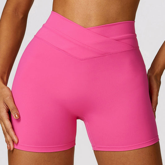 Skinny Hip Raise Yoga Shorts Brushed Cross High-waisted Trousers