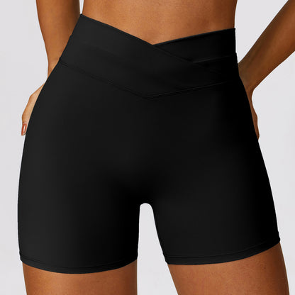 Skinny Hip Raise Yoga Shorts Brushed Cross High-waisted Trousers