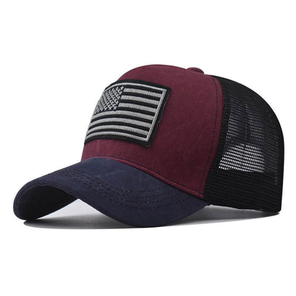 Men's Washed Distressed Breathable Embroidered Hat