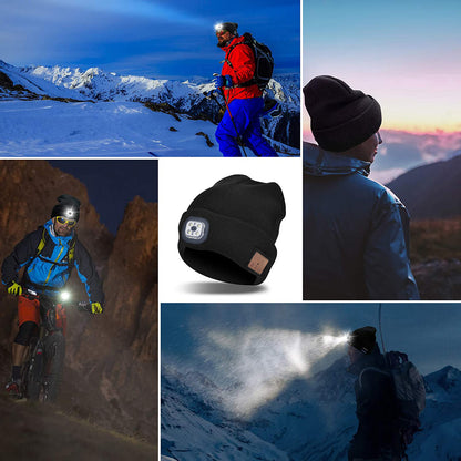 Bonnet tricoté Bluetooth pour extérieur, course de nuit, pêche de nuit, lumière LED