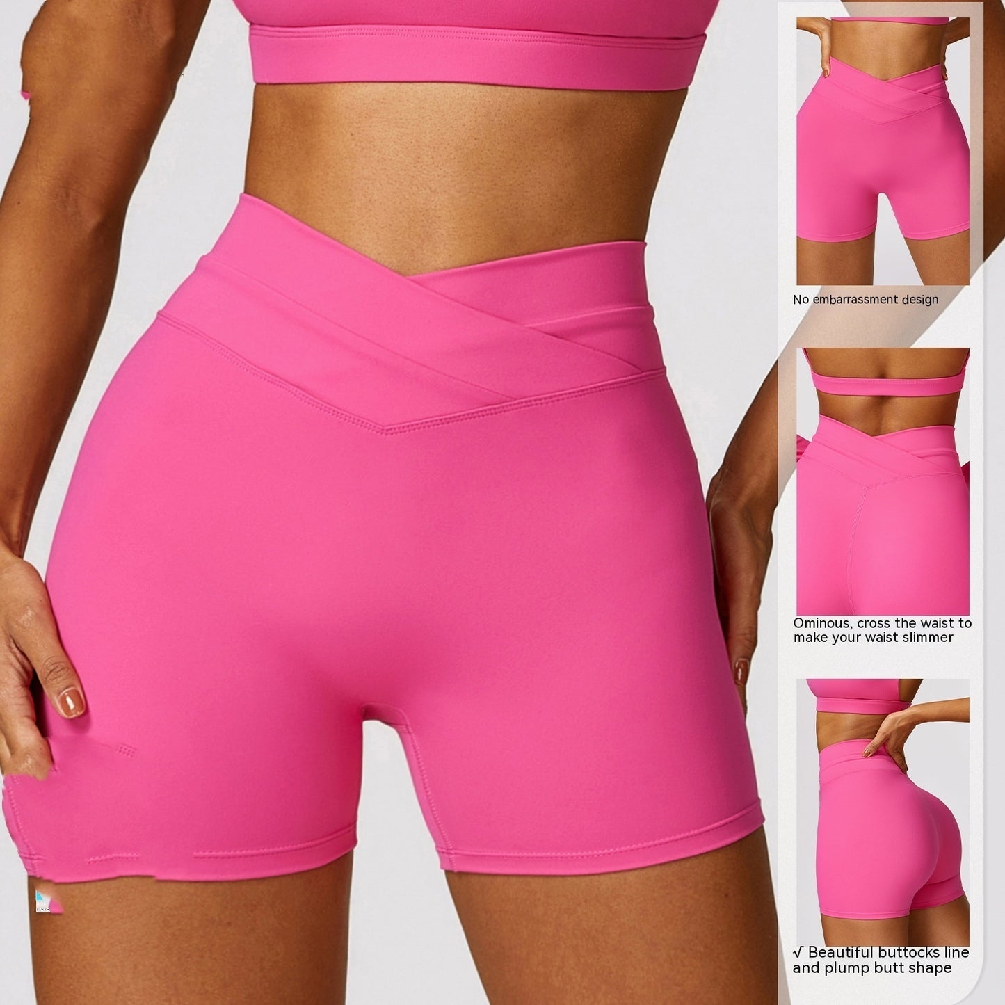 Skinny Hip Raise Yoga Shorts Brushed Cross High-waisted Trousers