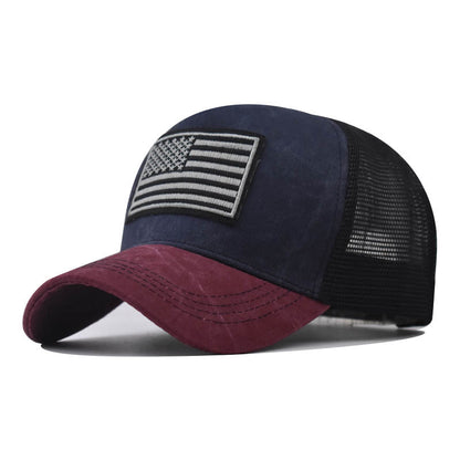 Men's Washed Distressed Breathable Embroidered Hat